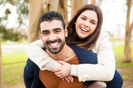 Happy couple hugging each other